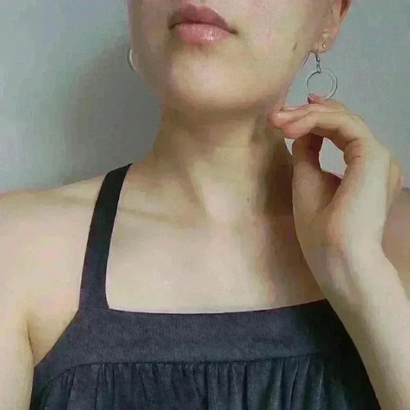 Vintage Y2K  clear transparent plastic circle hoop silver earrings - Picture 9 of 10